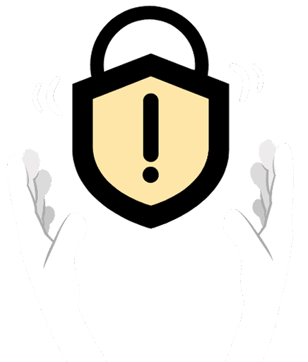 Hands protecting a security shield