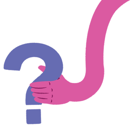 Question mark with hands